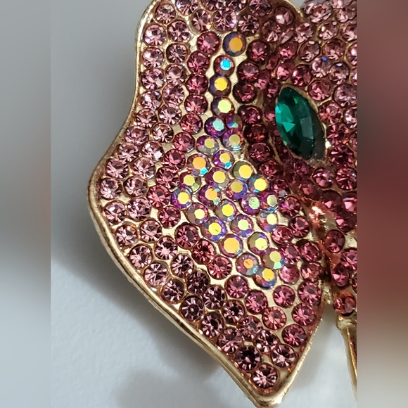 Elephant pink BIG brooch pin Swarovski crystals elements AB aurora borealis NEW - Picture 7 of 14